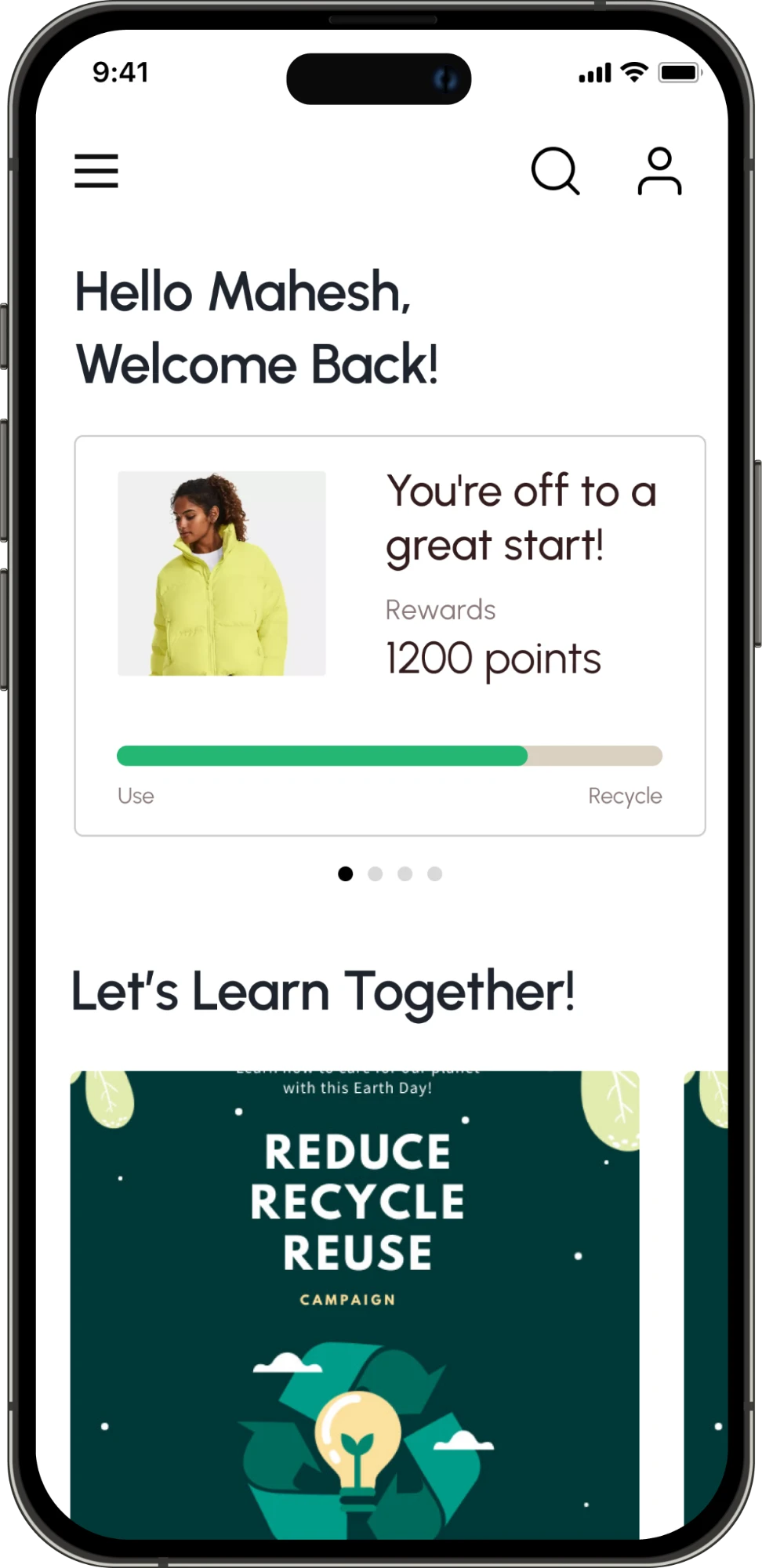 The Texitag app home screen